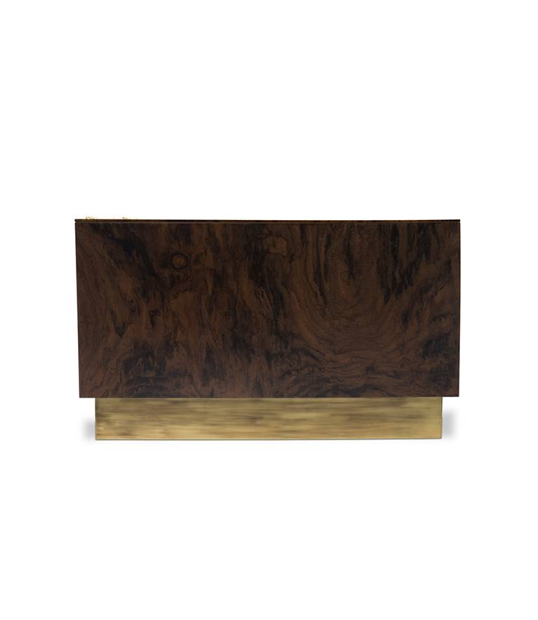 Baraka Chest Of Drawers - In Walnut Root Veneer And Polished Brass - Home'Society