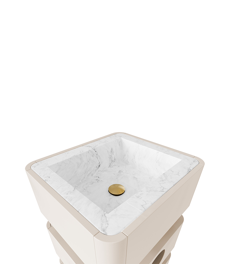 Shinto Pedestal Sink - With A Nero Marquina Marble Sink With A Modern Design - Home'Society