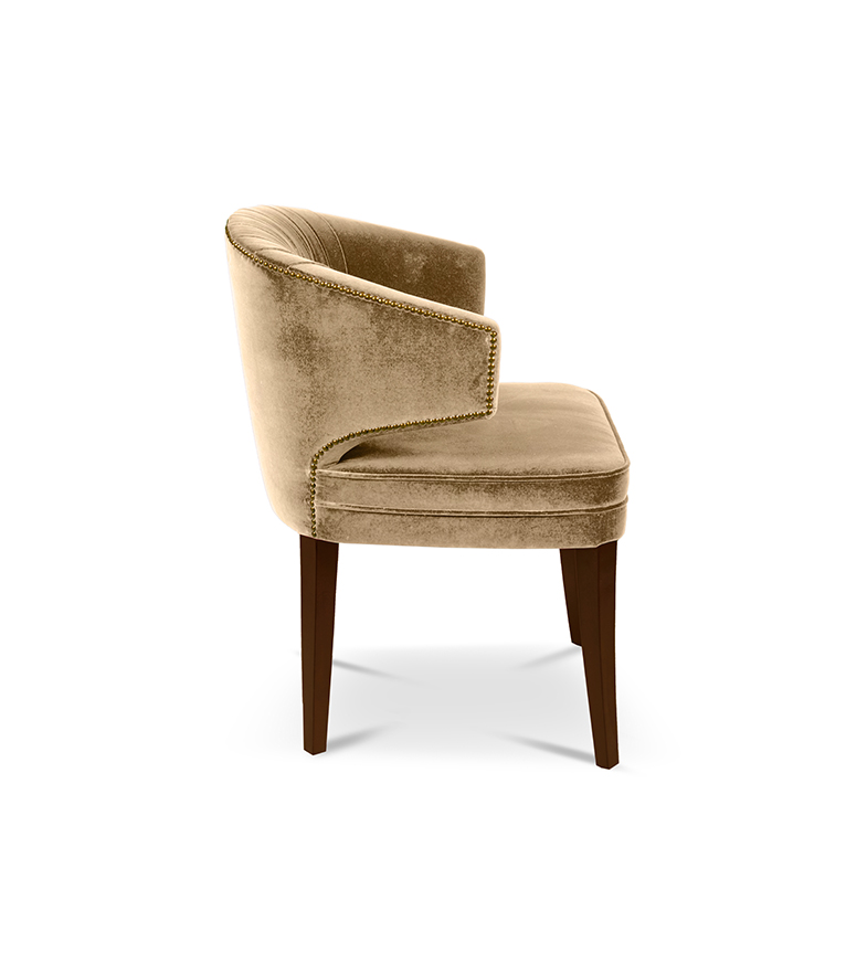 Ibis Dining Chair - Velvet Upholstered with Brass Nailhead Trim - Home'Society