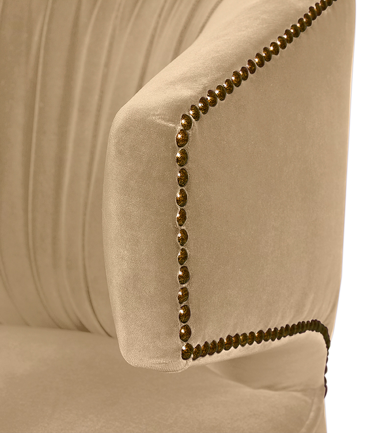 Ibis Dining Chair - Velvet Upholstered with Brass Nailhead Trim - Home'Society