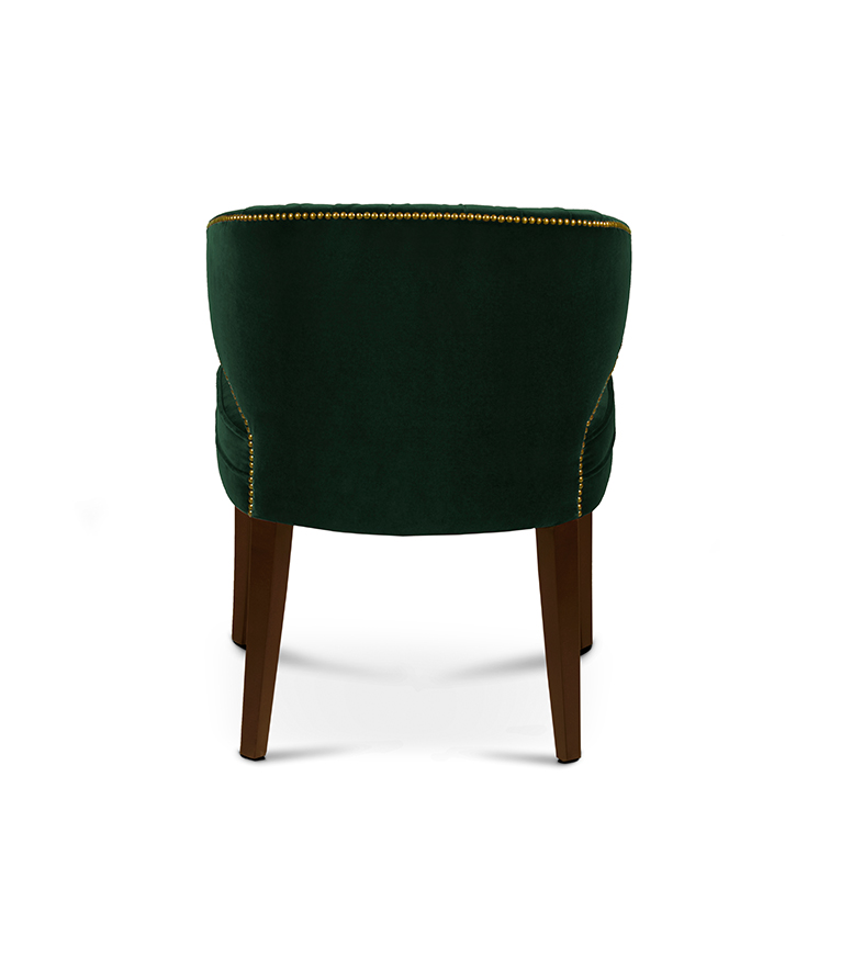 Ibis Dining Chair - Velvet Upholstered with Brass Nailhead Trim - Home'Society