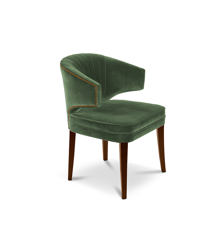 Ibis Dining Chair - Velvet Upholstered with Brass Nailhead Trim - Home'Society