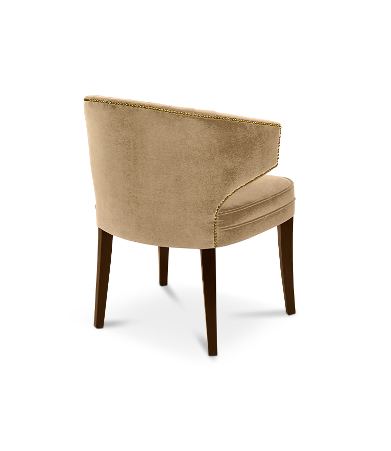 Ibis Dining Chair - Velvet Upholstered with Brass Nailhead Trim - Home'Society