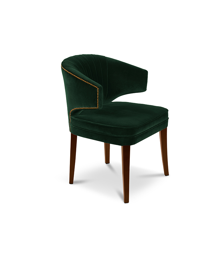 Ibis Dining Chair - Velvet Upholstered with Brass Nailhead Trim - Home'Society