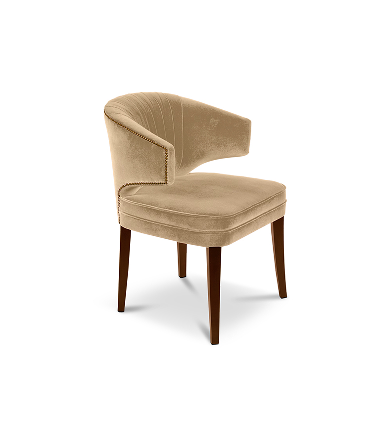 Ibis Dining Chair - Velvet Upholstered with Brass Nailhead Trim - Home'Society