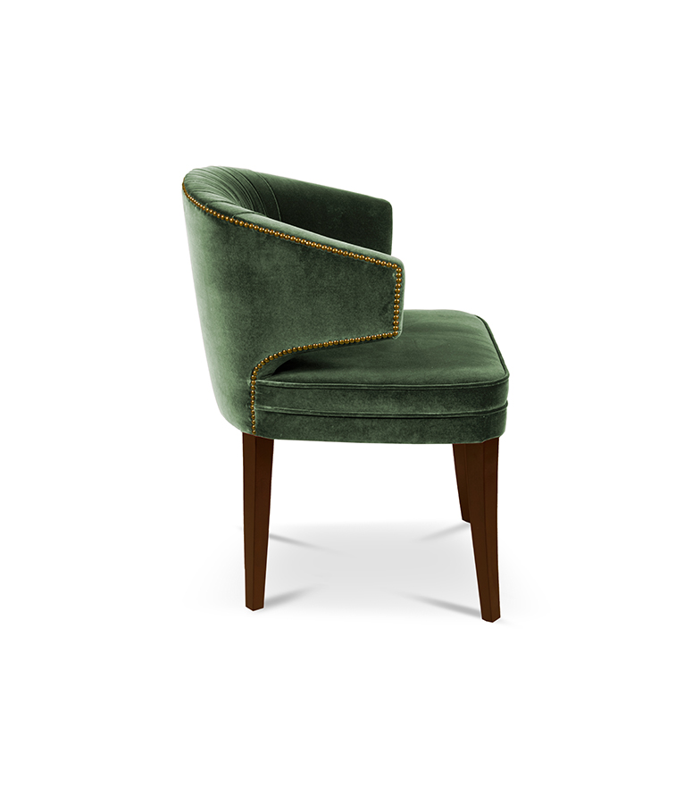 Ibis Dining Chair - Velvet Upholstered with Brass Nailhead Trim - Home'Society