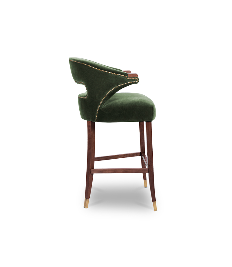 Nanook Bar Chair - with Wood Legs and Gold Trim Modern Midcentury - Home'Society