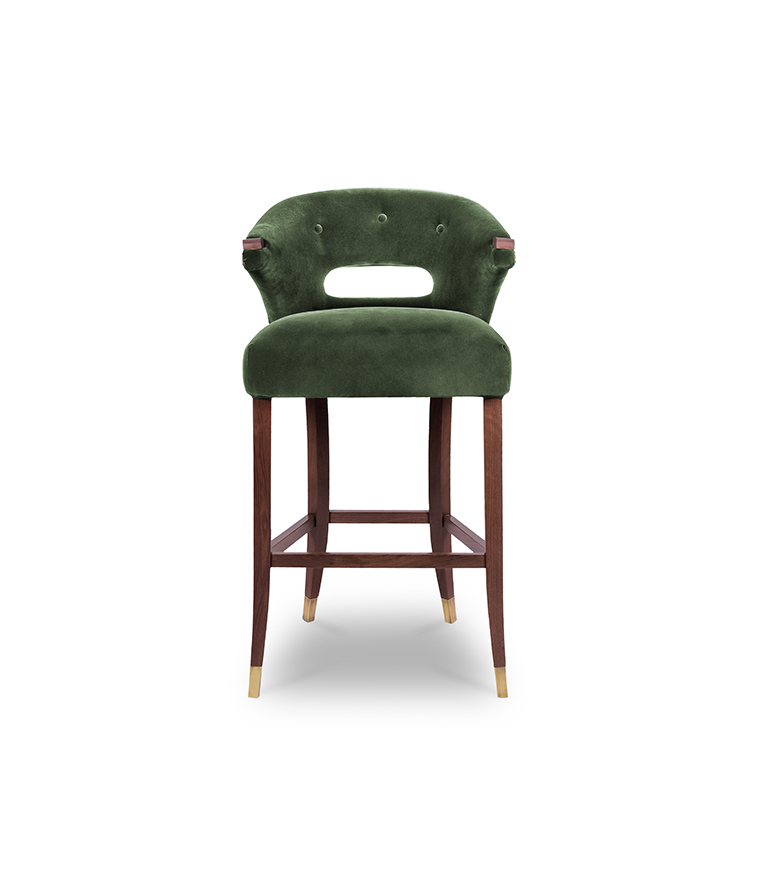 Nanook Bar Chair - with Wood Legs and Gold Trim Modern Midcentury - Home'Society