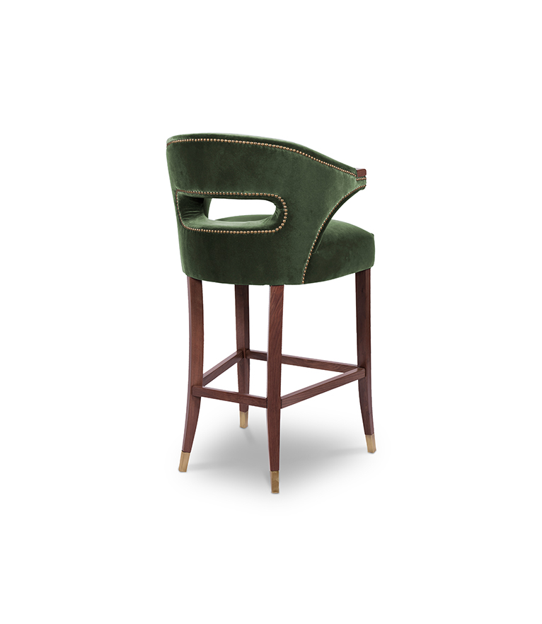 Nanook Bar Chair - with Wood Legs and Gold Trim Modern Midcentury - Home'Society