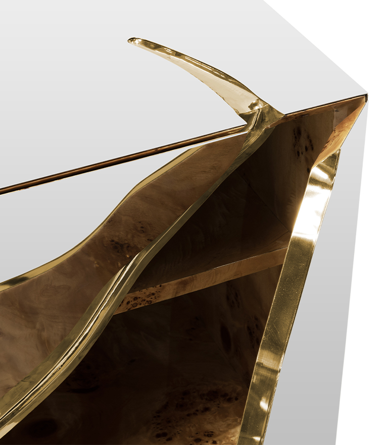 Lapiaz Single Vanity Cabinet - With Polished Brass Details For A Modern Bathroom Design - Home'Society