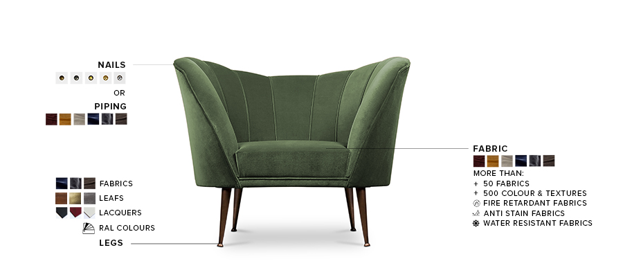 Andes Armchair - with Aged Brass Legs Modern Midcentury - Home'Society