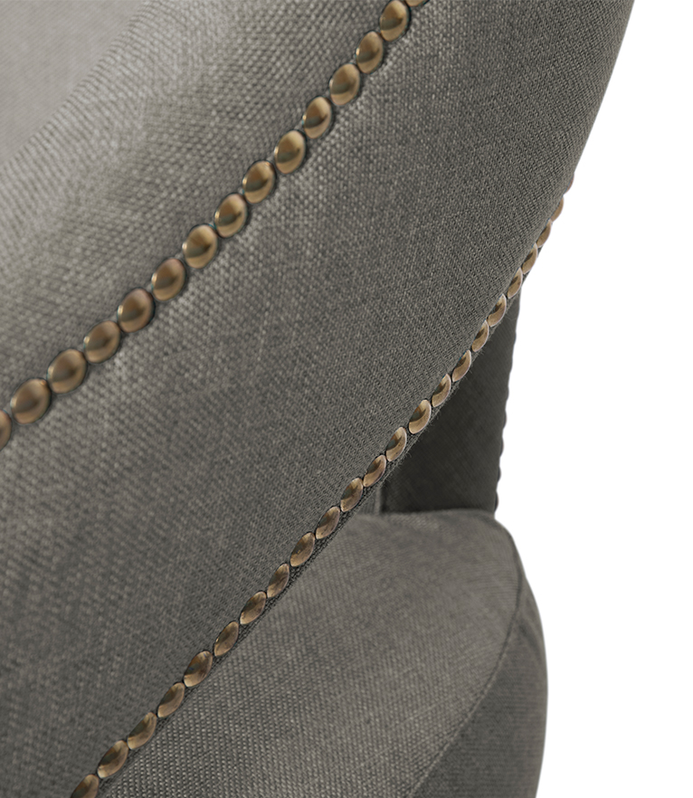 Nº20 Armchair - Fully Upholstered Twill with Gold Nail Trim - Home'Society