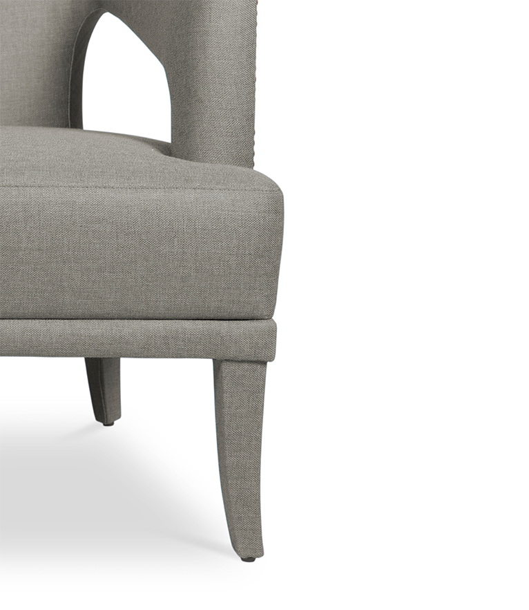 Nº20 Armchair - Fully Upholstered Twill with Gold Nail Trim - Home'Society