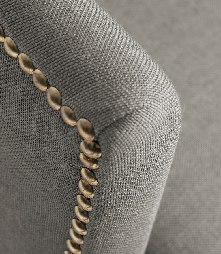 Nº20 Armchair - Fully Upholstered Twill with Gold Nail Trim - Home'Society