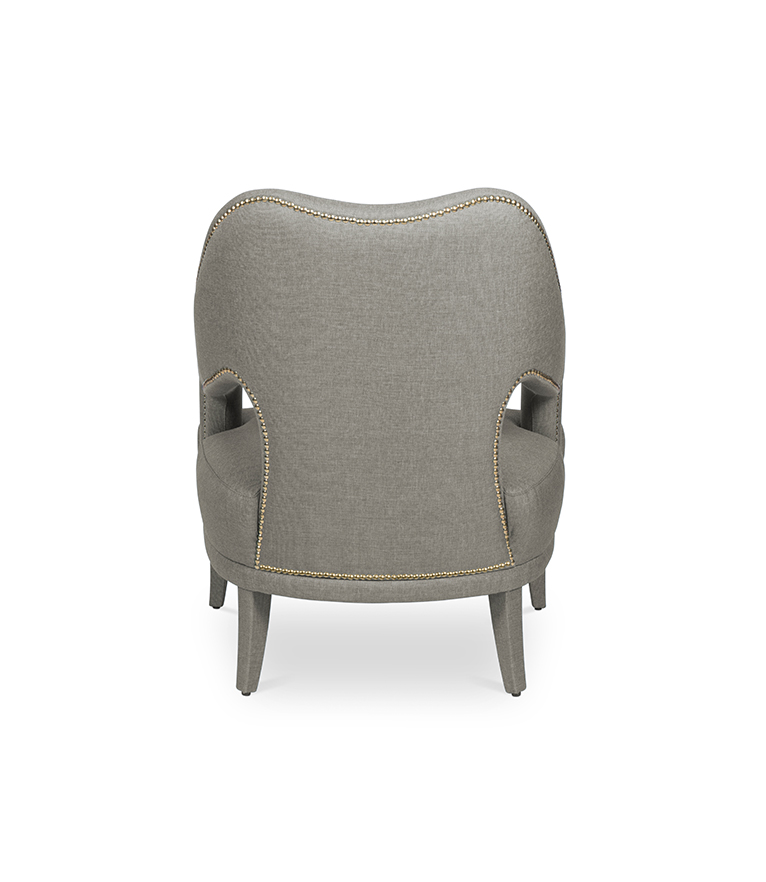 Nº20 Armchair - Fully Upholstered Twill with Gold Nail Trim - Home'Society