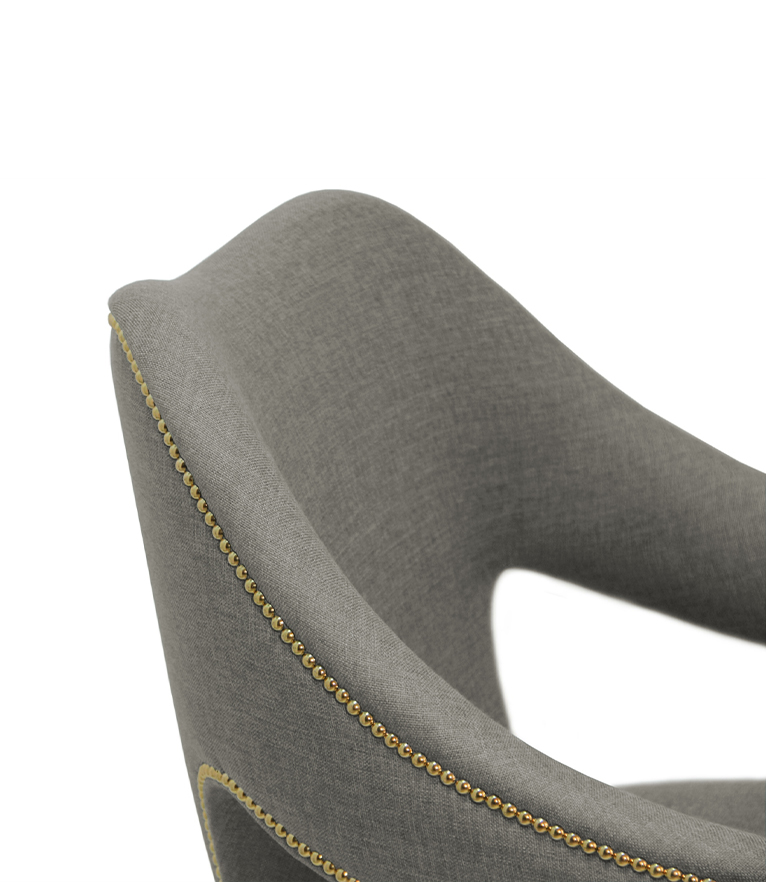 Nº20 Armchair - Fully Upholstered Twill with Gold Nail Trim - Home'Society