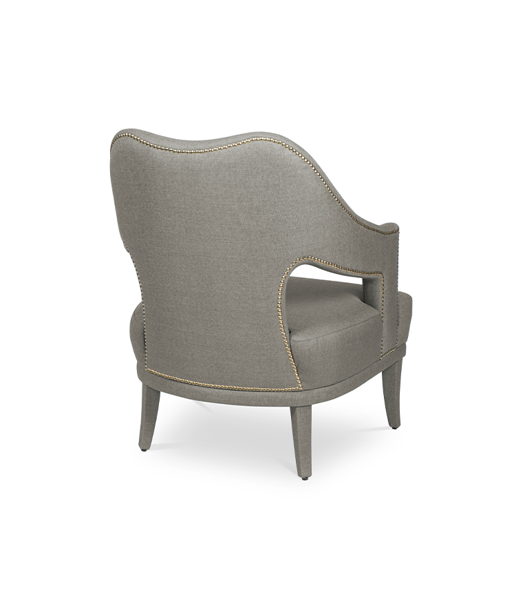 Nº20 Armchair - Fully Upholstered Twill with Gold Nail Trim - Home'Society