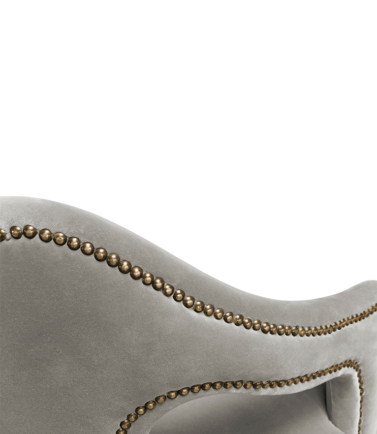 Nº20 Counter Stool - Bronze Nail Trim and Wood Legs Modern Design - Home'Society