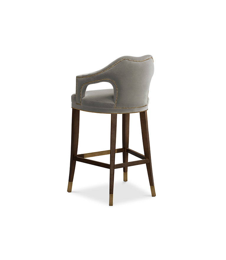 Nº20 Counter Stool - Bronze Nail Trim and Wood Legs Modern Design - Home'Society