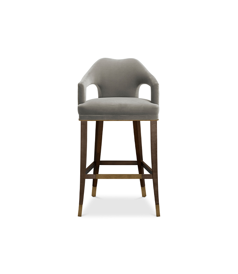 Nº20 Counter Stool - Bronze Nail Trim and Wood Legs Modern Design - Home'Society