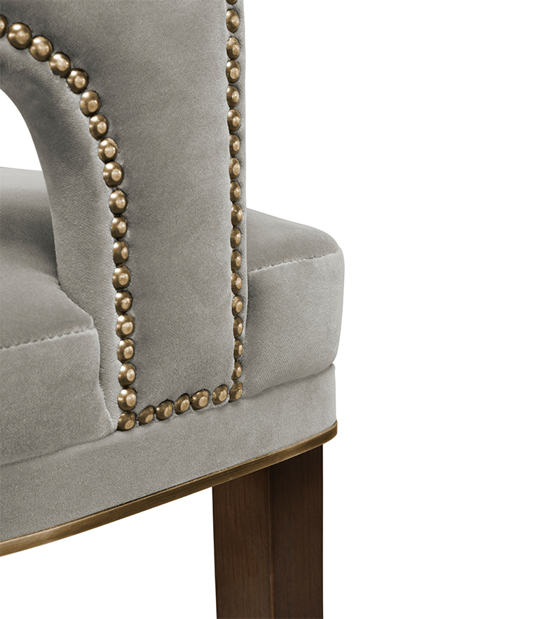 Nº20 Counter Stool - Bronze Nail Trim and Wood Legs Modern Design - Home'Society