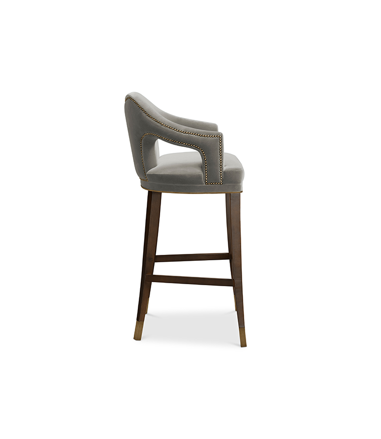 Nº20 Counter Stool - Bronze Nail Trim and Wood Legs Modern Design - Home'Society