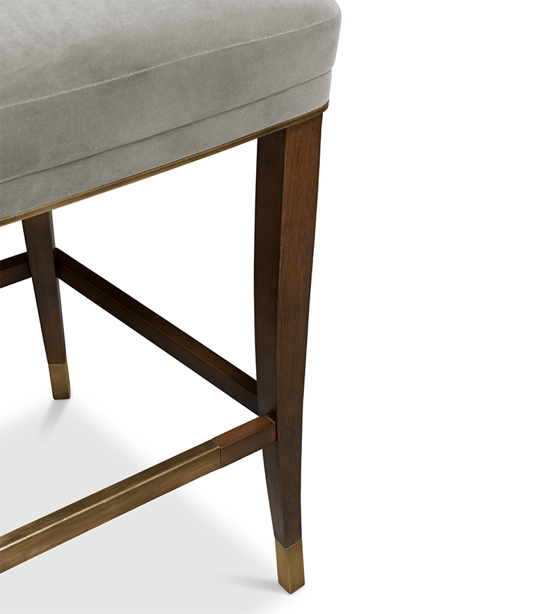 Nº20 Counter Stool - Bronze Nail Trim and Wood Legs Modern Design - Home'Society