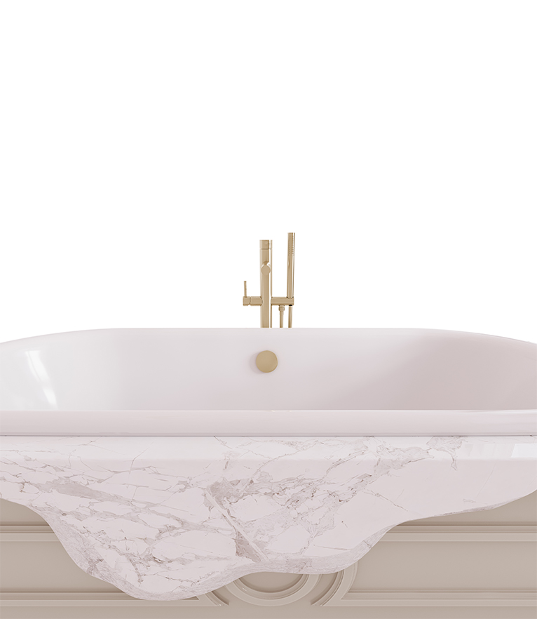 Petra Bathtub - Ibiza Marble and High Gloss Black Lacquered Wood - Home'Society