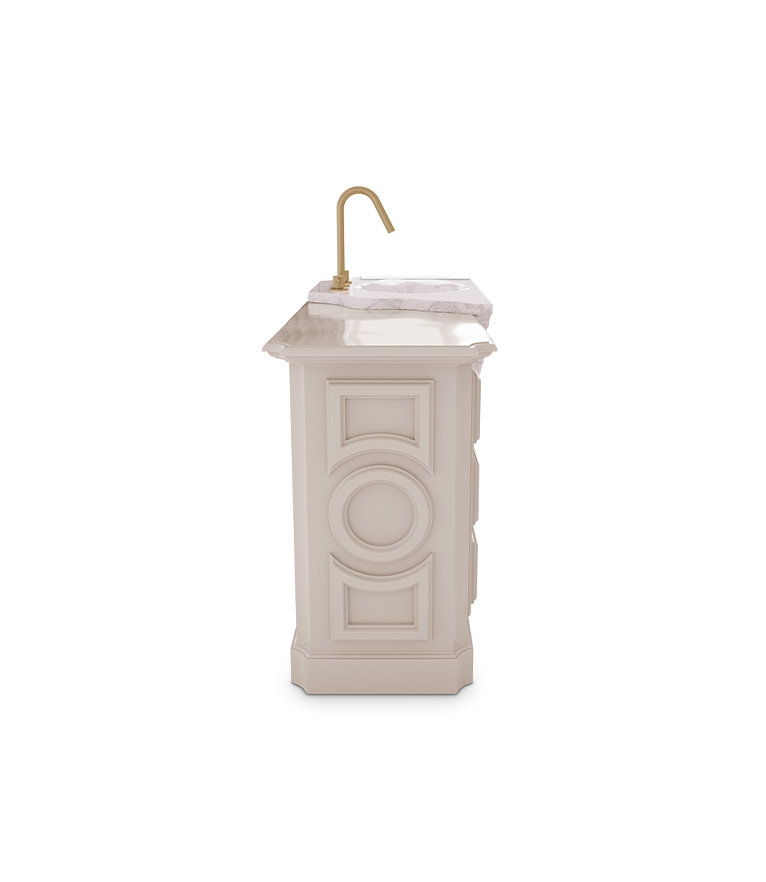 Petra Vanity Cabinet - High Gloss Lacquered and White Marble Sink - Home'Society