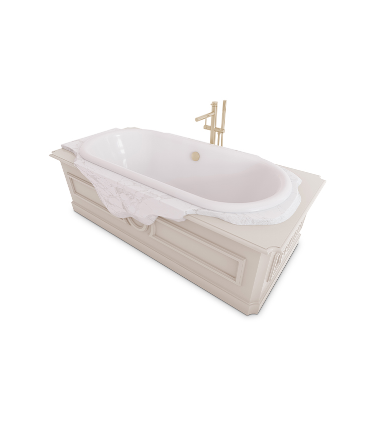 Petra Bathtub - Ibiza Marble and High Gloss Black Lacquered Wood - Home'Society