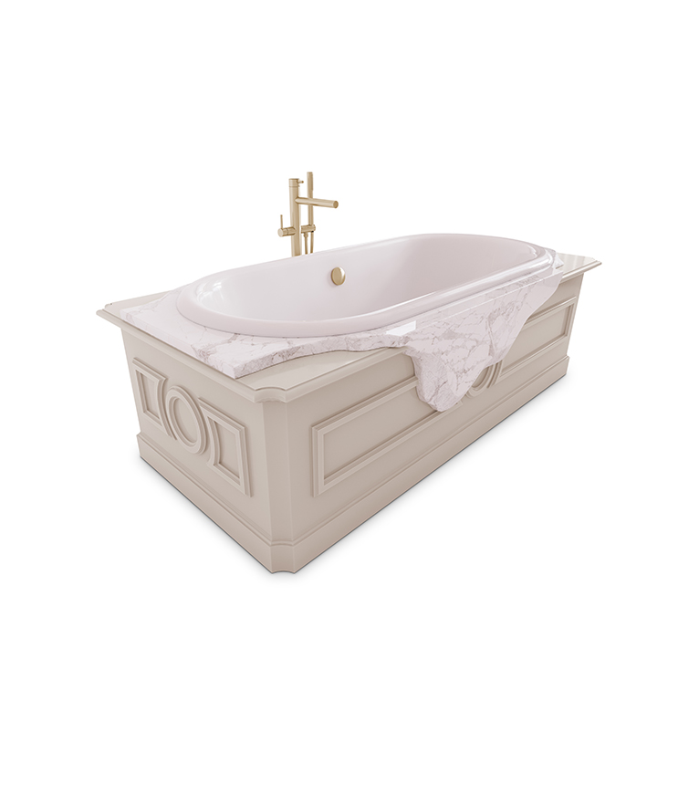 Petra Bathtub - Ibiza Marble and High Gloss Black Lacquered Wood - Home'Society