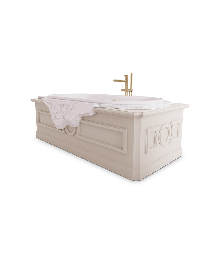 Petra Bathtub - Ibiza Marble and High Gloss Black Lacquered Wood - Home'Society