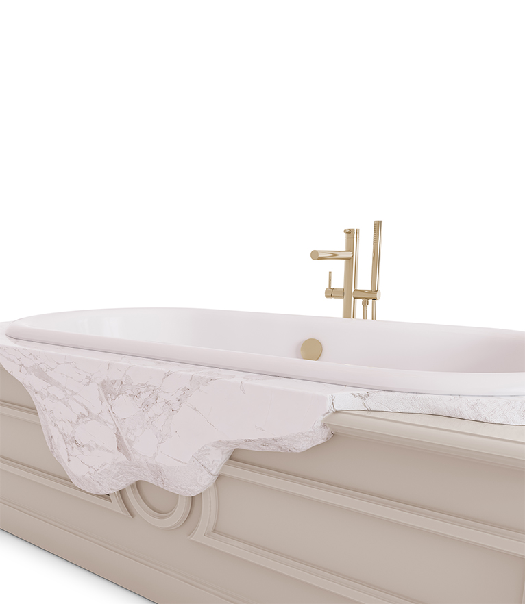 Petra Bathtub - Ibiza Marble and High Gloss Black Lacquered Wood - Home'Society