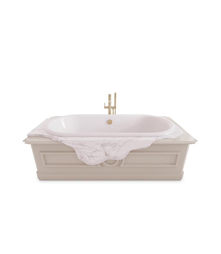 Petra Bathtub - Ibiza Marble and High Gloss Black Lacquered Wood - Home'Society
