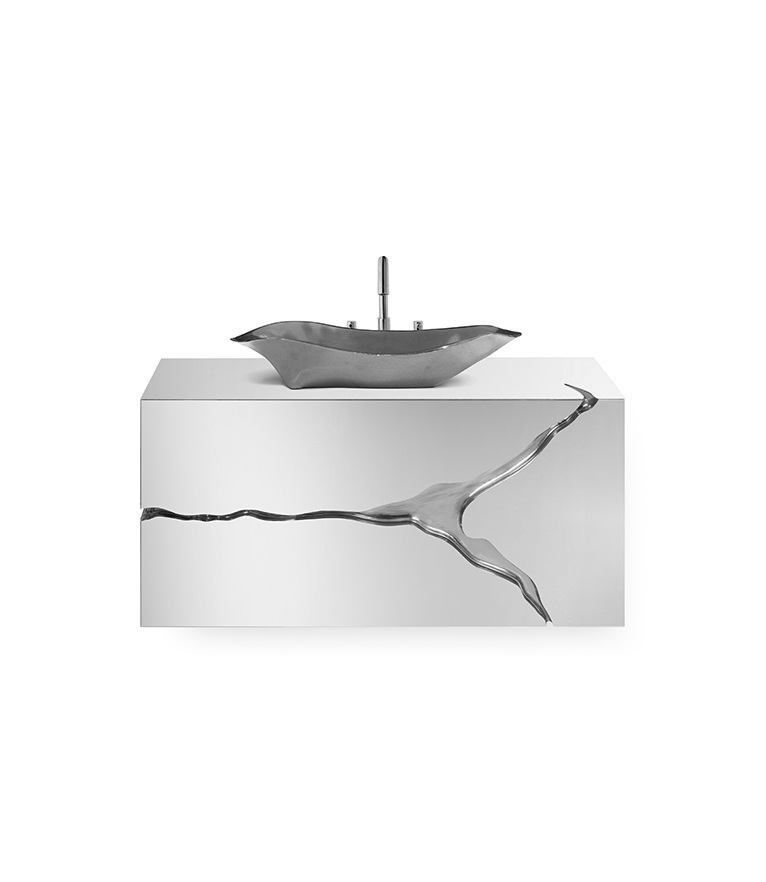 Lapiaz Wall Mounted Vanity Cabinet - Polished Brass Modern Classic Design - Home'Society