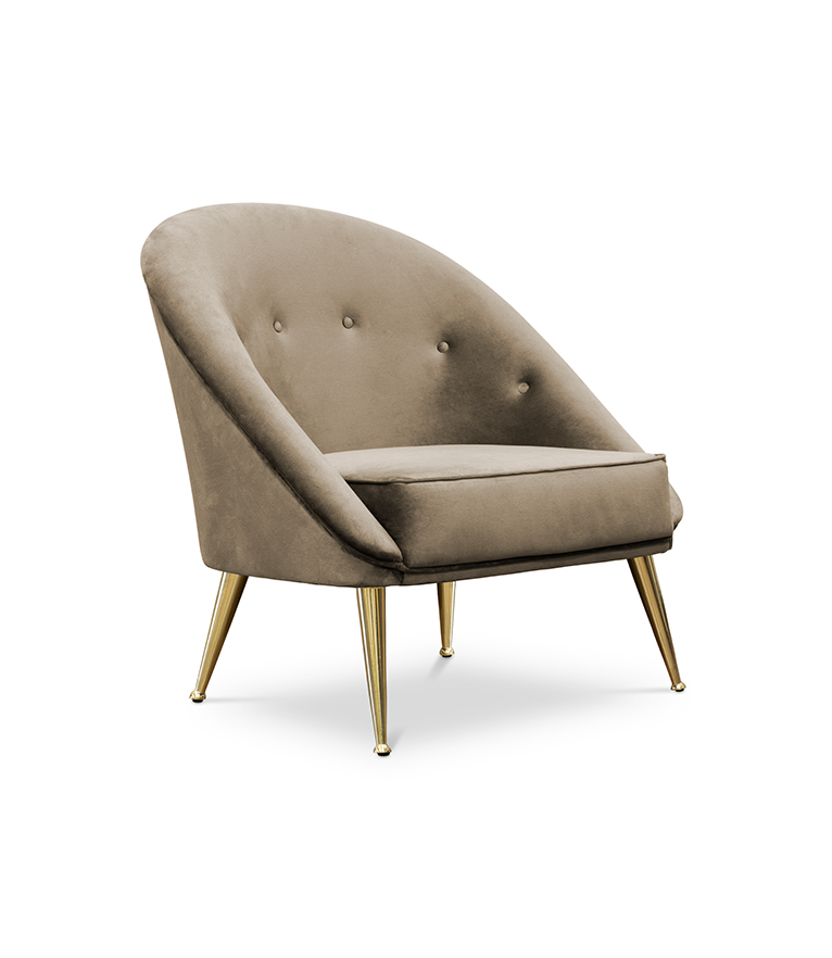 Malay Armchair – Black Velvet Mid-Century Armchair with Brass Legs - Home'Society