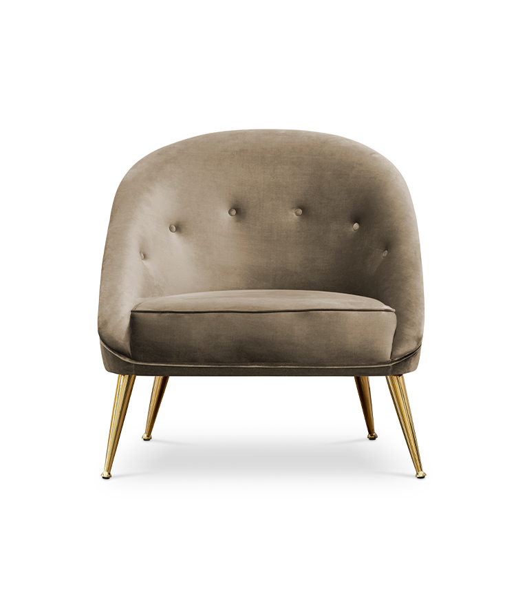 Malay Armchair – Black Velvet Mid-Century Armchair with Brass Legs - Home'Society