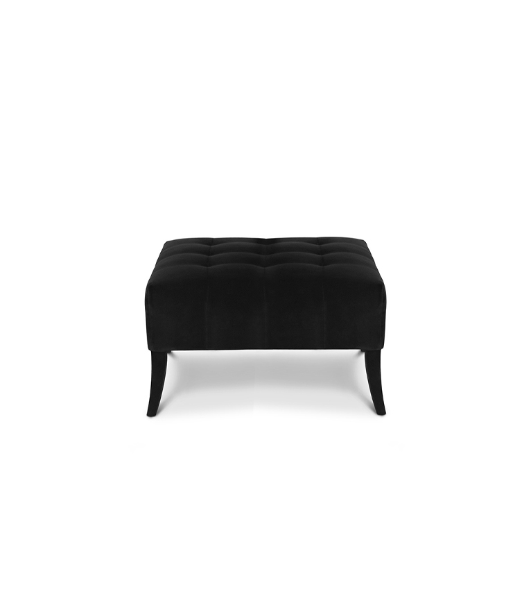 Naj Ottoman – Fully Upholstered Modern Navy Blue Velvet Footrest - Home'Society