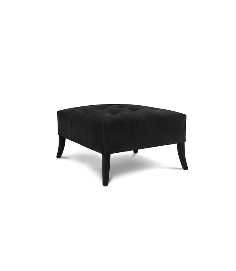 Naj Ottoman – Fully Upholstered Modern Navy Blue Velvet Footrest - Home'Society