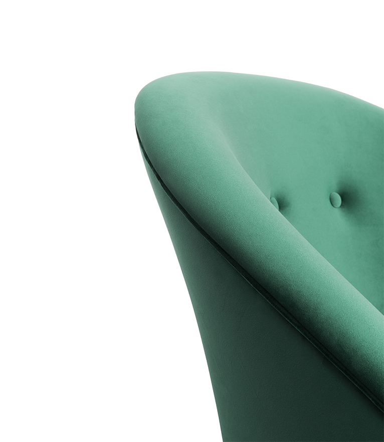 Malay Armchair – Black Velvet Mid-Century Armchair with Brass Legs - Home'Society