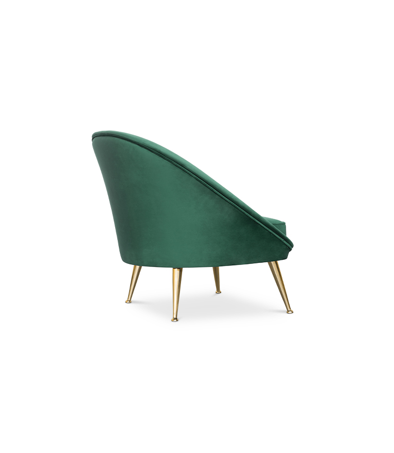 Malay Armchair – Black Velvet Mid-Century Armchair with Brass Legs - Home'Society