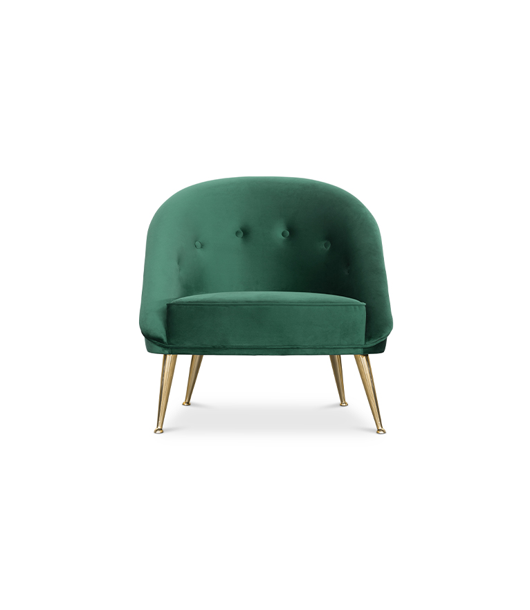 Malay Armchair – Black Velvet Mid-Century Armchair with Brass Legs - Home'Society