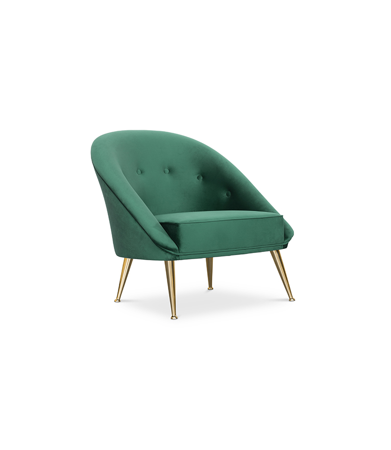 Malay Armchair – Black Velvet Mid-Century Armchair with Brass Legs - Home'Society