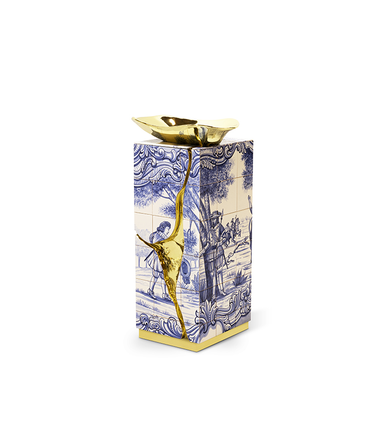 Lapiaz Pedestal Sink - Polished Brass Golden Fissure - Home'Society