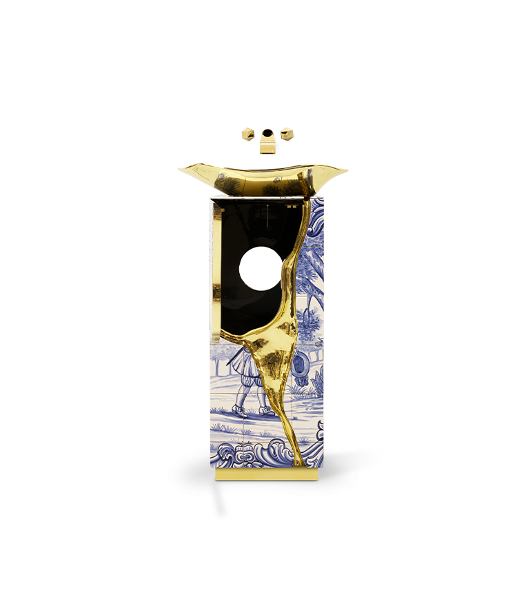 Lapiaz Pedestal Sink - Polished Brass Golden Fissure - Home'Society