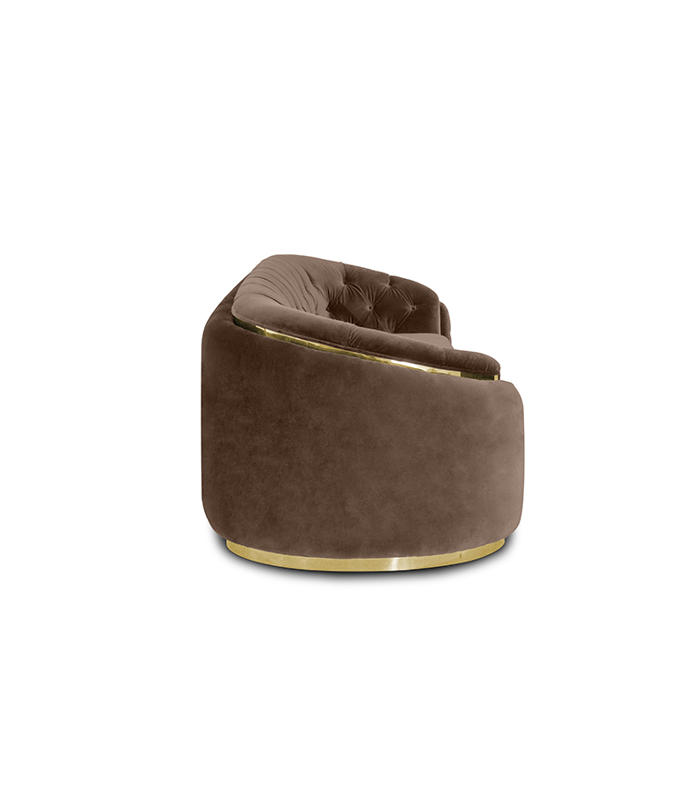 WALES King Sofa - Luxury Tufted Sofa with Curved Back and Gold Trim - Home'Society