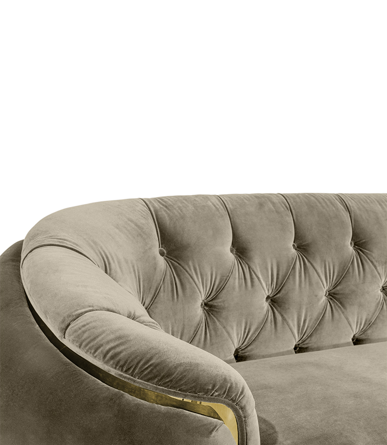 WALES King Sofa - Luxury Tufted Sofa with Curved Back and Gold Trim - Home'Society