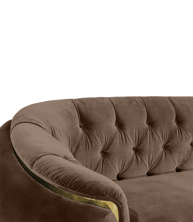 WALES King Sofa - Luxury Tufted Sofa with Curved Back and Gold Trim - Home'Society
