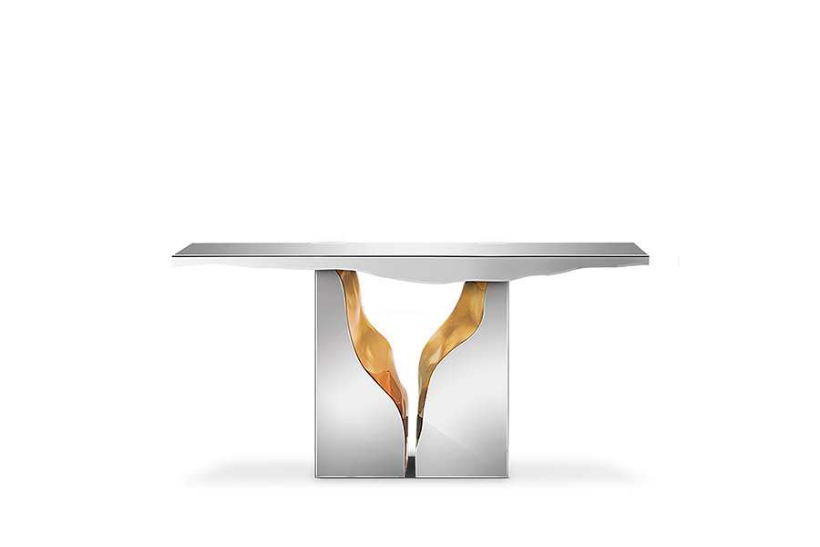Lapiaz Console - In Polished Brass With A Nature-Inspired Design