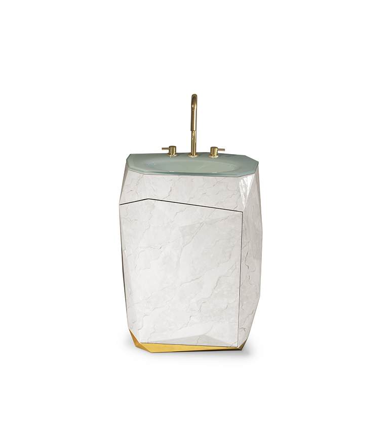 Diamond Faux Marble Pedestal Sink - With A Modern Design - Home'Society
